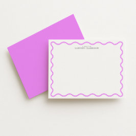 Lavender Modern Wavy Border Personalized Note Card Einladung