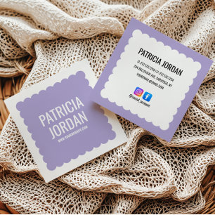 Lavender moderne Wave Simple Social Media Icons Quadratische Visitenkarte
