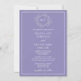 Lavender Monogram Wappen Hochzeitseinladung Einladung