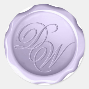 Lavender Monogram Wax Siegel 2 Buchstaben Lila Skr Runder Aufkleber