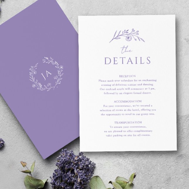 Lavender Monogram Wedding Begleitkarte (Von Creator hochgeladen)