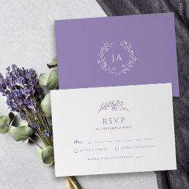 Lavender Monogram Wedding RSVP Karte