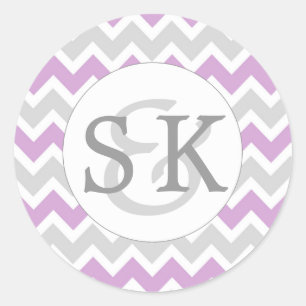 Lavender Monogram Wedding Umschlag Aufkleber