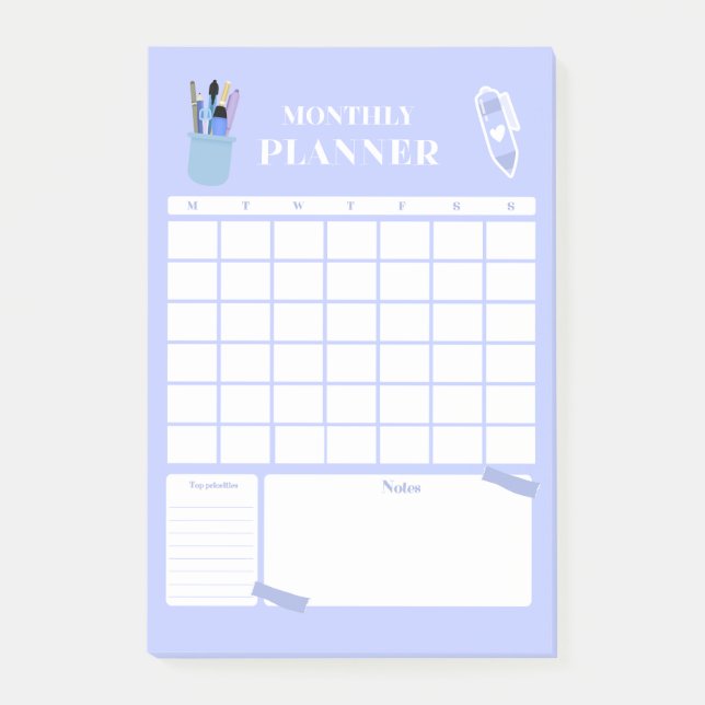 Lavender Monthly Planner Layout Art Post-it Klebezettel (Vorderseite)