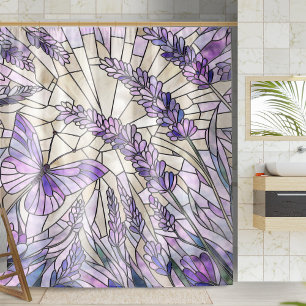 Lavender Morning Bliss - Mosaikkunst Duschvorhang