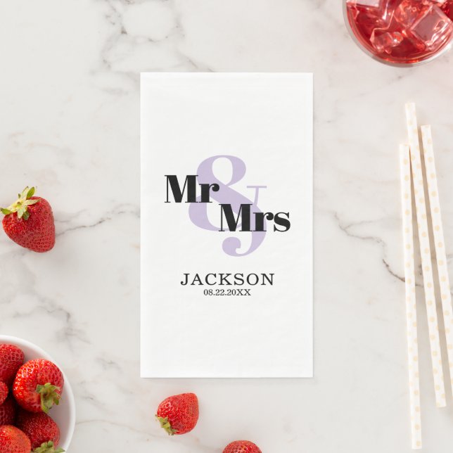 Lavender Mr. & Mrs. Wedding Serviette (Beispiel)
