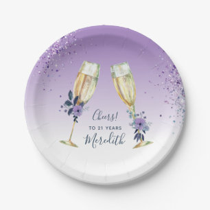 Lavender Ombre Aquamarin Champagne Toast 21. Gebur Pappteller