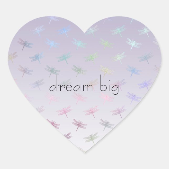Lavender Ombre Rainbow Dragonflies Herz-Aufkleber (Vorderseite)