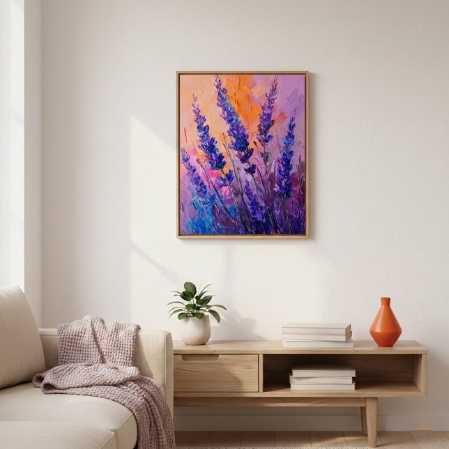 Lavender Orange Sunset Painting Wall Art Poster (Von Creator hochgeladen)