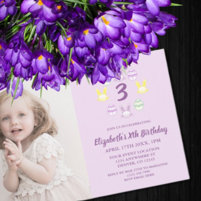 Lavender Oster 3. Geburtstag Einladung (Von Creator hochgeladen)