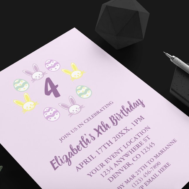 Lavender Oster 4. Geburtstag Einladung (Von Creator hochgeladen)