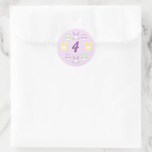Lavender Oster 4. Geburtstag Runder Aufkleber