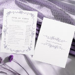 Lavender 'Over or Under' Bridal Shower Game<br><div class="desc">Elegant Victorian French lavender floral 'Over or Under' bridal shower game with custom text on the back. For more advanced customization of this design,  please click the DESIGN TOOL BUTTON above!</div>