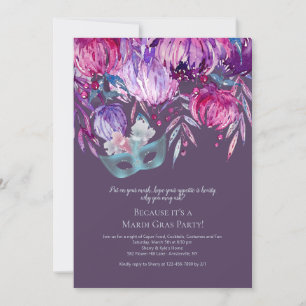 Lavender Passion Mardi Gras Party Invitation