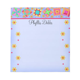 Lavender Patchwork Quilt Block Art Notizblock