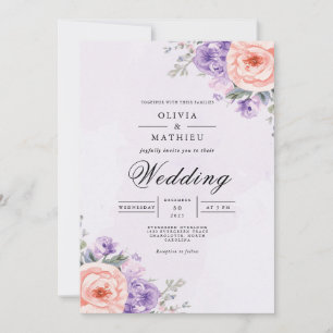 Lavender Peach Blossom Arch Wedding Einladung