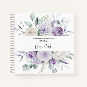 Lavender Peonies and White Roses Wedding Guest Boo Notizbuch