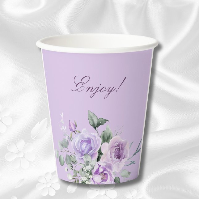 Lavender Peony Floral Brautparty Pappbecher (Von Creator hochgeladen)