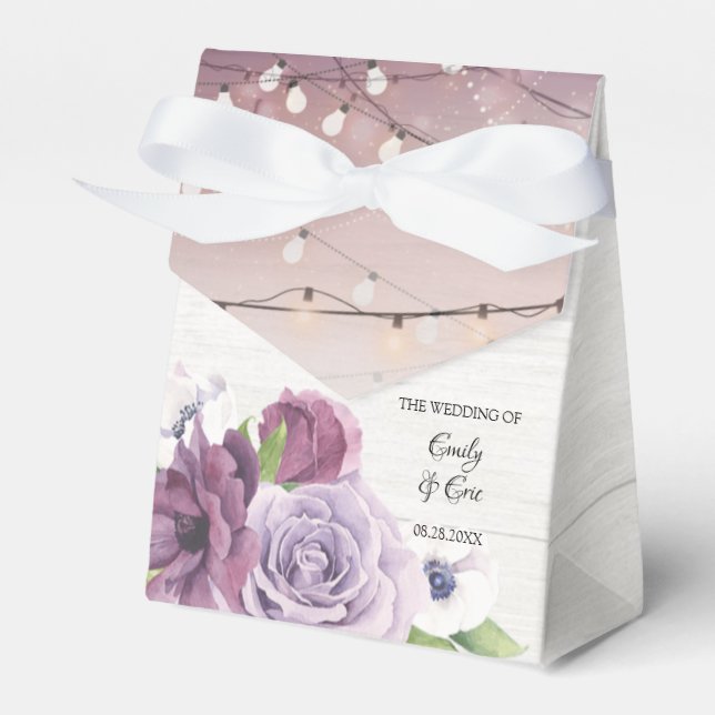 Lavender Peony Holding Reihe von Lichtern Hochzeit Geschenkschachtel (Vorderseite)