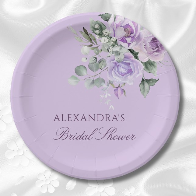 Lavender Peony Watercolor Brautparty Pappteller (Von Creator hochgeladen)