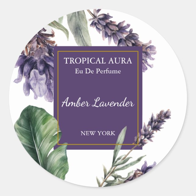 Lavender Perfume Label Runder Aufkleber (Vorderseite)