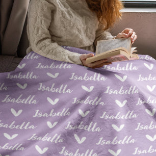 Lavender Personalisierte Name Blanket mit Herz Fleecedecke