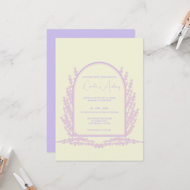 Lavender Pink Beige Floral Boho Wedding Einladung (Vorderseite/Rückseite Beispiel)
