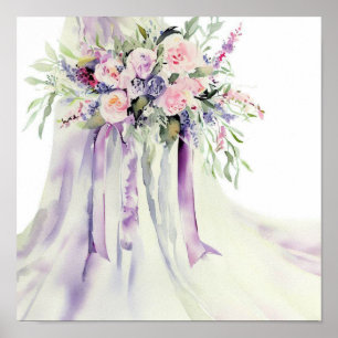 Lavender & Pink, Bridal Cascading Bouquet 2, Poster
