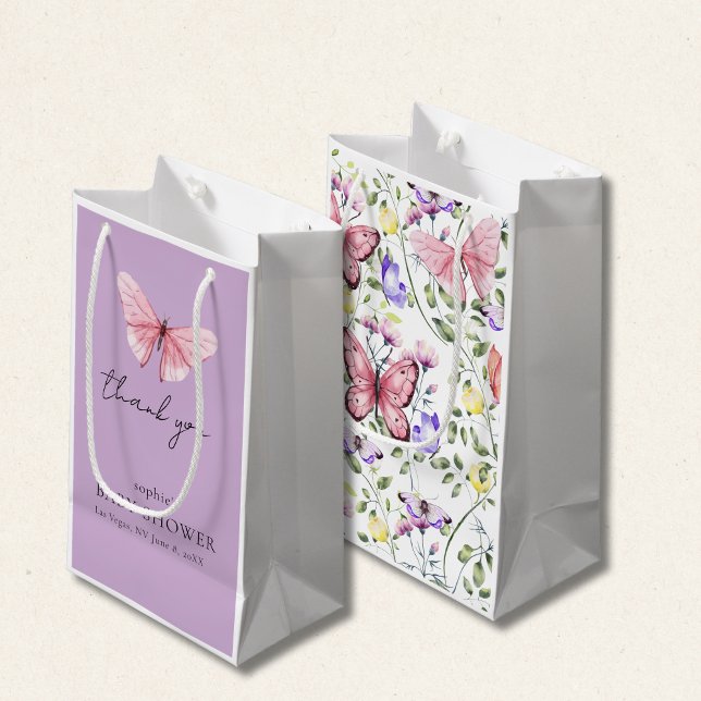 Lavender Pink Butterfly Greenery Baby Shower Kleine Geschenktüte (Von Creator hochgeladen)