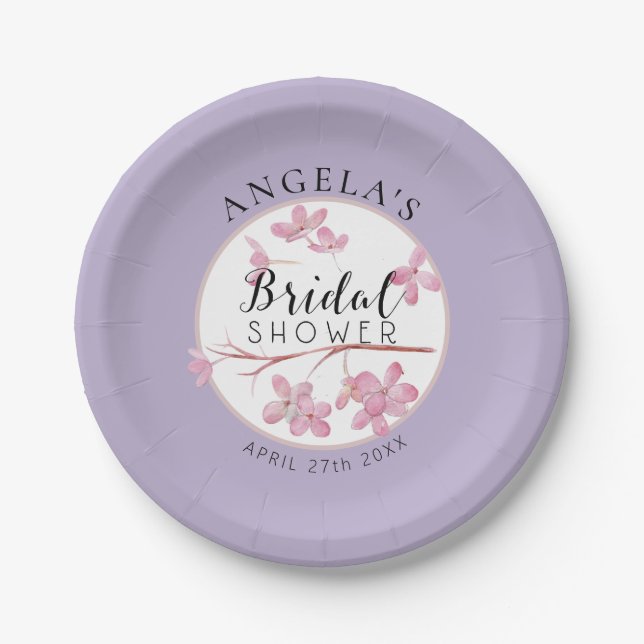 Lavender Pink Lilac Blossom Brautparty Pappteller (Vorderseite)