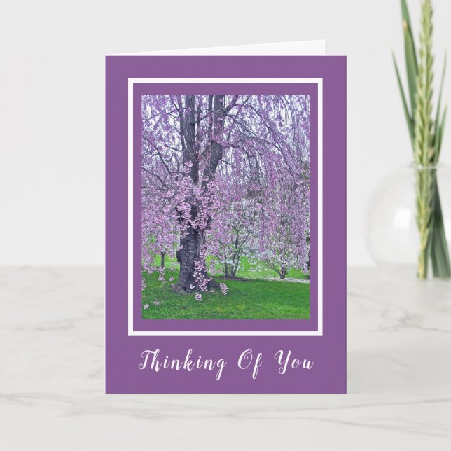LAVENDER PINK WEEPING CHERRY BAUM/Denken Sie daran Karte (Vorderseite)