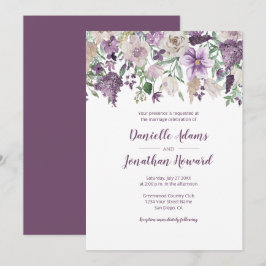 Lavender Plum Lila Cream Floral Bouquet Wedding Einladung