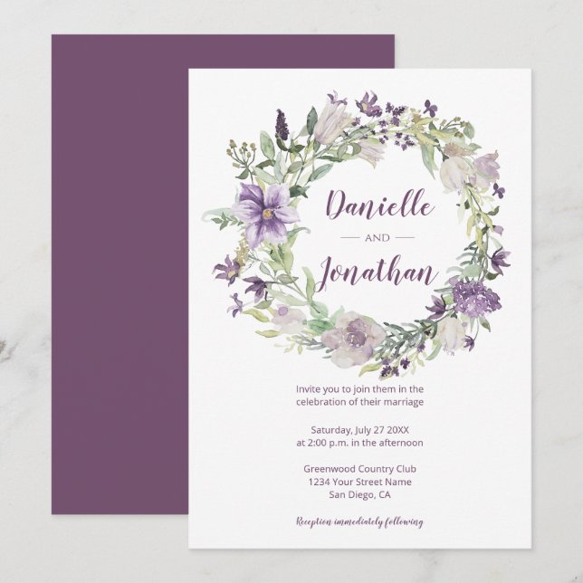 Lavender Plum Lila Creme Blumenzeremonie | Einladung (Vorne/Hinten)