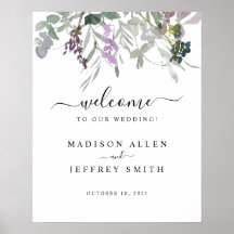 Lavender Plum Wildblume Wedding Willkommenszeichen