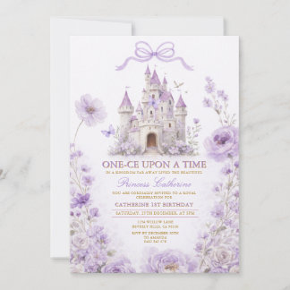 Lavender Princess Castle Birthday Invitation Einladung