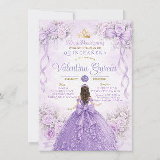 Lavender Princess Quinceañera Purple Lilac Einladung