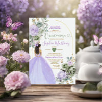 Lavender Princess Sage Green Floral Quiñceanera