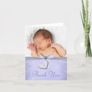 Lavender Purple Cross Christening Merci Cartes