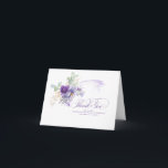 Lavender Purple Flowers Botanical Elegant Wedding Dankeskarte<br><div class="desc">Botanical boho lavender purple flowers and gold greenery wedding thank you cards</div>