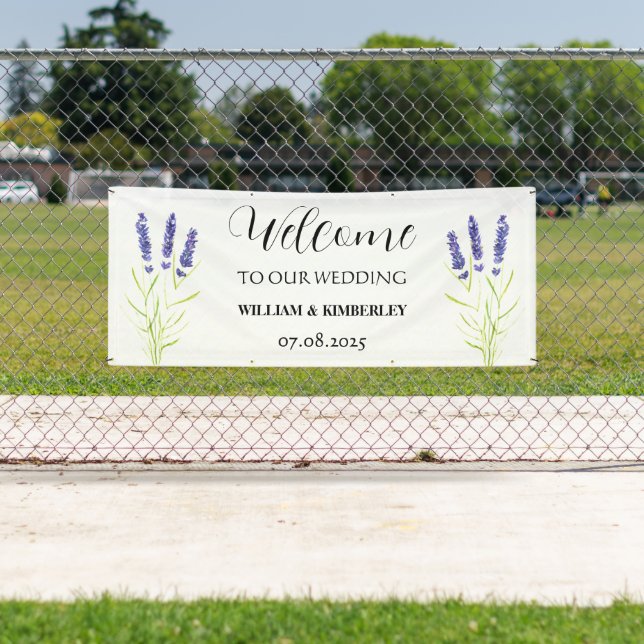 Lavender Purple Flowers Rustic Elegante Wedding Banner (Insitu)