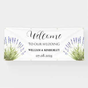 Lavender Purple Flowers Rustic Elegante Wedding Banner