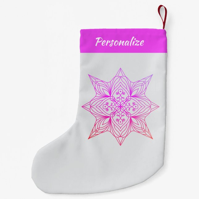 Lavender Purple Mandala Personalized Christmas Kleiner Weihnachtsstrumpf (Rückseite)