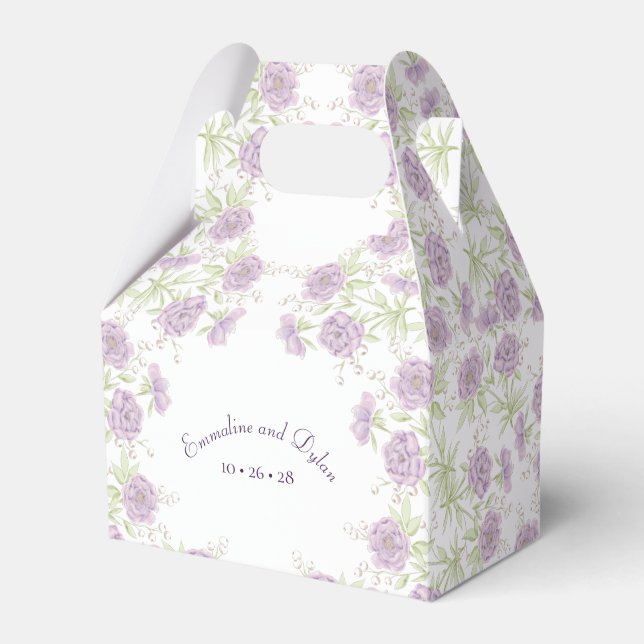 Lavender Purple Rose Wedding Geschenkschachtel (Vorderseite)