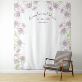 Lavender Purple Rose Wedding Photo Backdrop Wandteppich