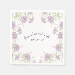 Lavender Purple Rose Wedding Serviette