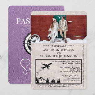 Lavender Purple Suède Faire-part de mariage de pas