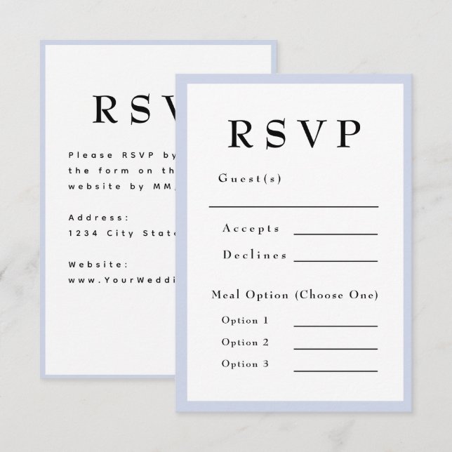 Lavender Purple Timeless Wedding RSVP Karte (Vorne/Hinten)