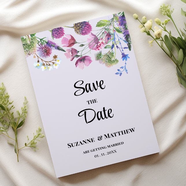 Lavender purple wildflower spring Save the Date Einladung (Lavender purple wildflower spring Save the Date)