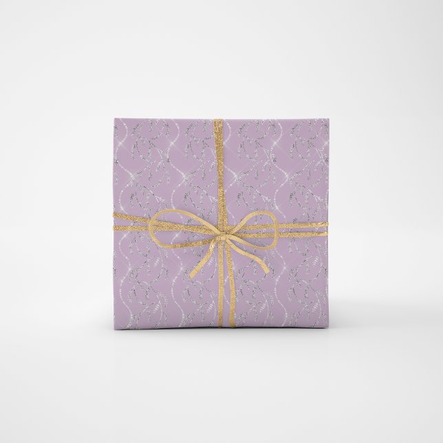 Lavender PurpleSpark Laurel Floral Silver Diamonds Geschenkpapier (Lavender PurpleSpark Laurel Floral Silver Diamonds Wrapping Paper)