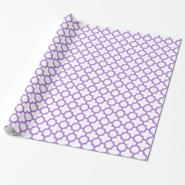 Lavender Quatrefoil Muster Geschenkpapier (Ungerollt)